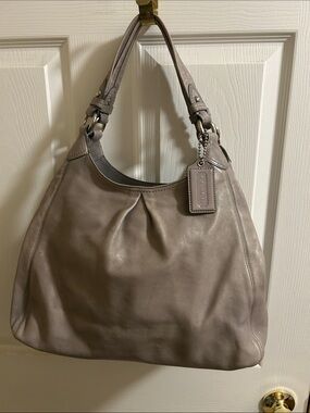 Coach Taupe Leather Shoulder Hobo Bag